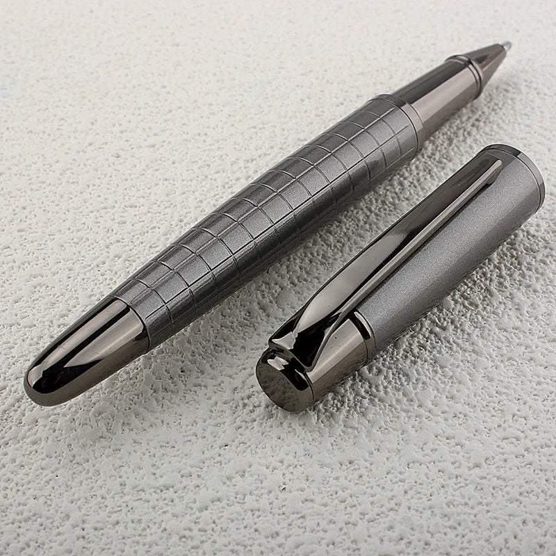 Luxury Metal Grid Optional Stainless Steel Rod Rotating Metal Ballpoint Pen Black Refill Exquisite Signature Gift Pen