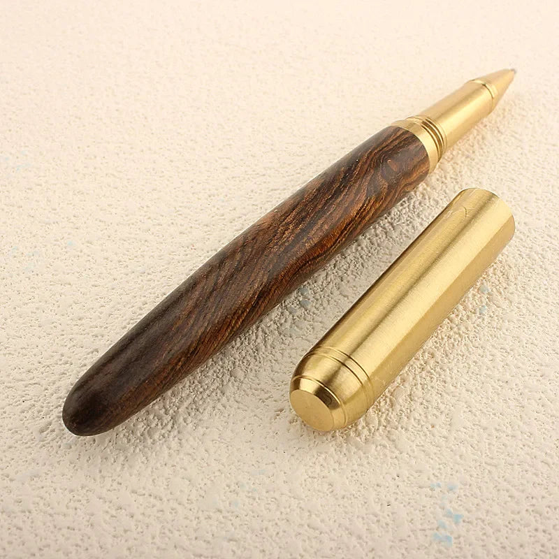 Retro Metal Roller Ball Pen 0.7mm Wooden Writing Pens For Students Art Calligraphy Pens Business Gifts Stationery Supplies