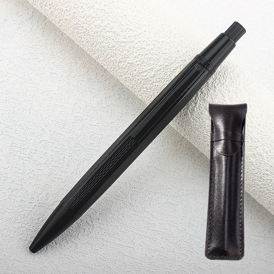 Luxury Metal Press Ballpoint Pen Retractable 0.7 Mm Nib Matte Black Writing Ink Pen with Blue Refills for Students Gifts