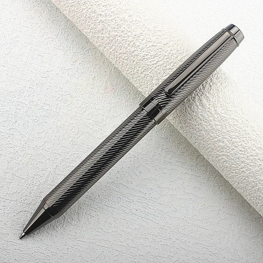 1 PC High Quality Luxury Full Metal Ballpoint Pen Silver Plating Ball Pens Business Writing Signing School Office Supplies