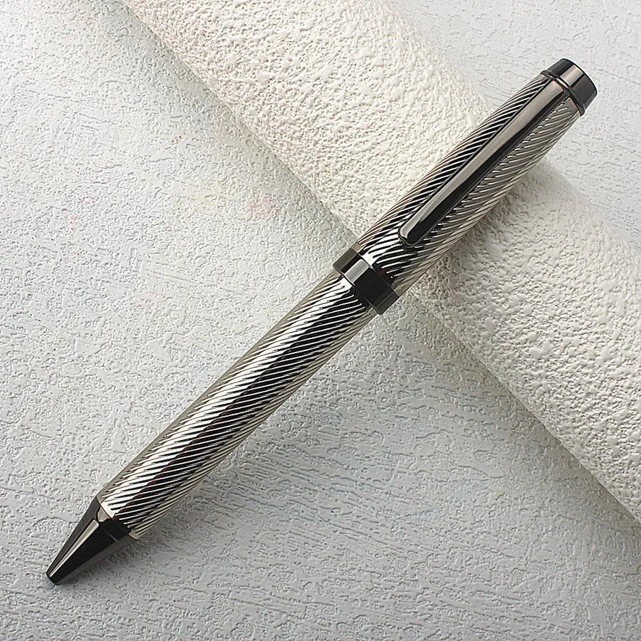 1 PC High Quality Luxury Full Metal Ballpoint Pen Silver Plating Ball Pens Business Writing Signing School Office Supplies