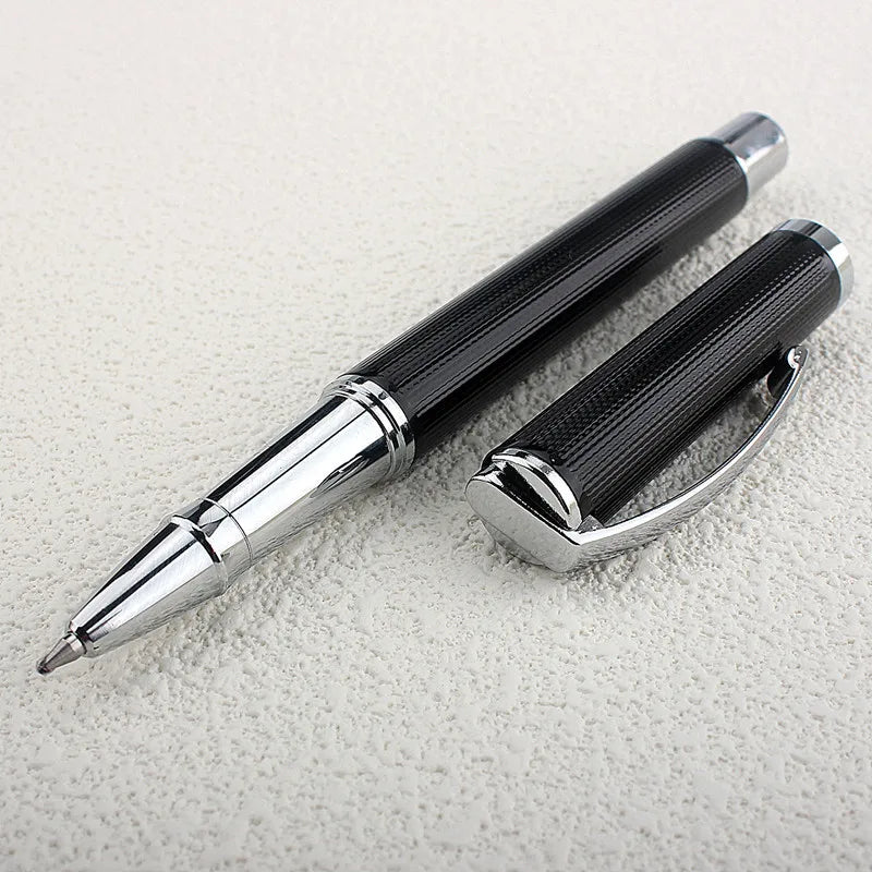 High Quality Ballpoint Pen, Simply Metal Roller Ball Pen Black Gel Ink Medium Point 0.5mm Smooth Writing Signature Pens