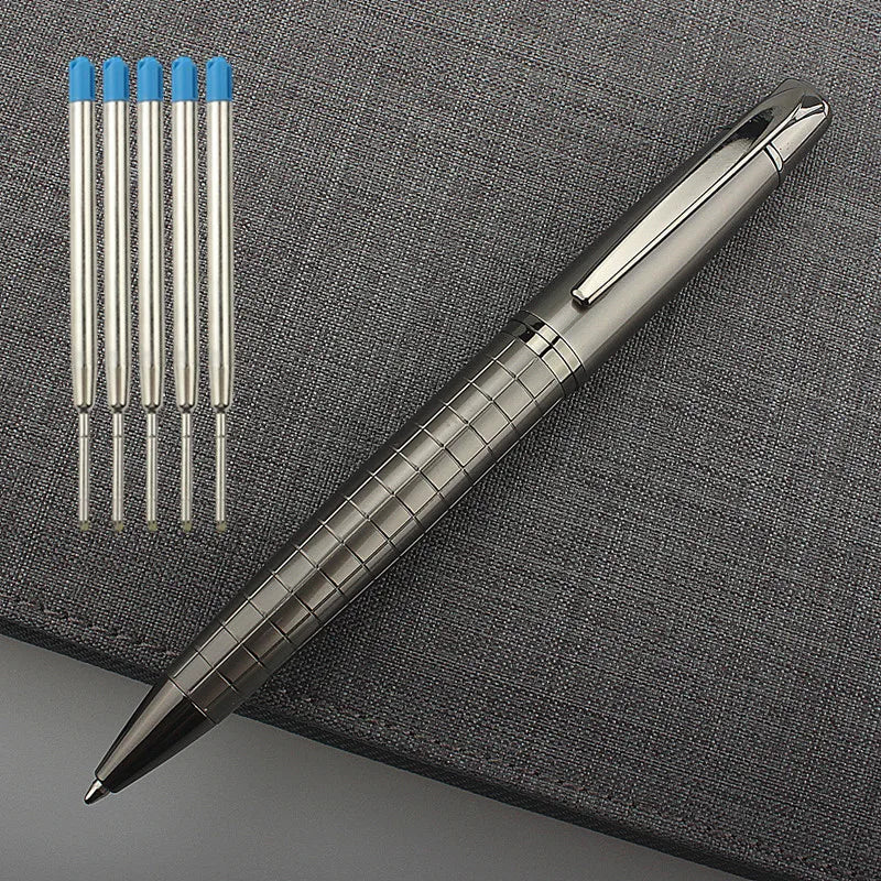 Luxury High Quality Stationery for School Student Pen Metal Lattice Engraving Technology Ball Point Pen Office Supplies