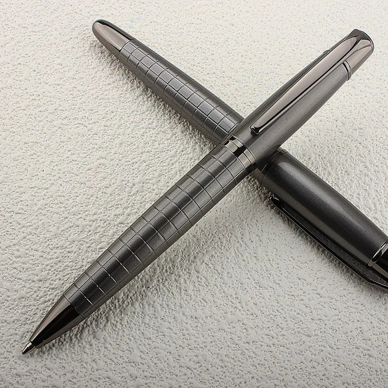 Luxury Metal Grid Optional Stainless Steel Rod Rotating Metal Ballpoint Pen Black Refill Exquisite Signature Gift Pen